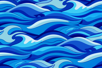 Seamless sea waves vector pattern for ocean-themed design and summer decoration