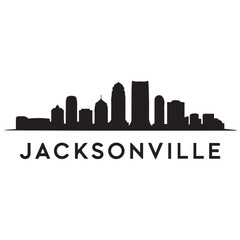 Obraz premium Jacksonville skyline horizontal banner. Jacksonville, Florida. Vector template for your design. Vector black silhouette. with white background