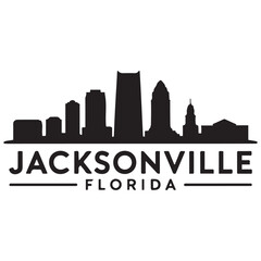 Obraz premium Jacksonville skyline horizontal banner. Jacksonville, Florida. Vector template for your design. Vector black silhouette. with white background