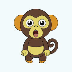 Fototapeta premium Scared Chimpanzee Vector Icon Illustration