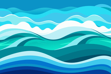 A seamless vector pattern of blue ocean waves creates a perfect backdrop for a summer beach design