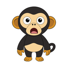 Obraz premium Scared Chimpanzee Vector Icon Illustration