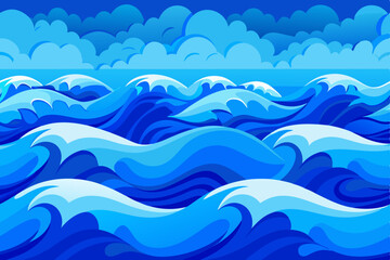 Fototapeta premium Seamless pattern featuring blue ocean waves, perfect for summer sky or water texture illustrations