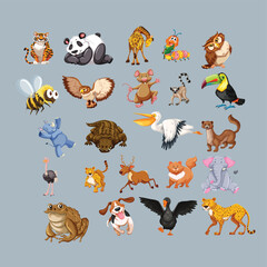 Obraz premium Set of different animals illustration