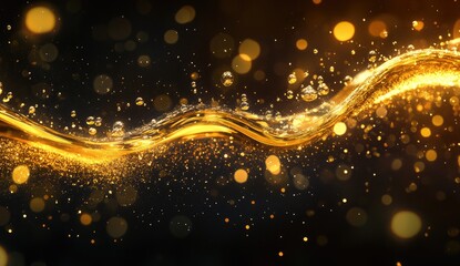 Golden liquid waves on a dark background