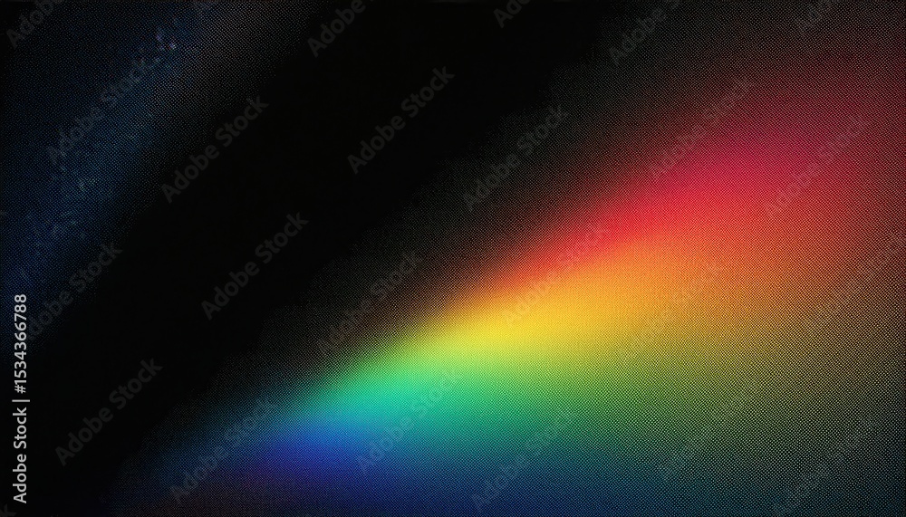 Poster soft rainbow gradient blur on dark background with textured noise and vivid light refraction for modern web design, poster template, tech branding, or futuristic digital art element

