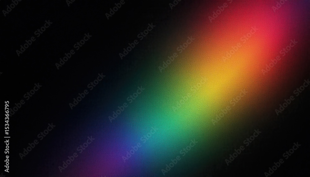 Poster soft rainbow gradient blur on dark background with textured noise and vivid light refraction for modern web design, poster template, tech branding, or futuristic digital art element

