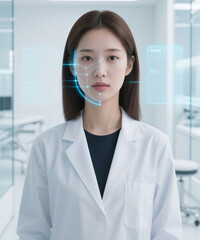 마스크 쓴 여성 의료 과학 뷰티 Masked Woman Medical Science Beauty