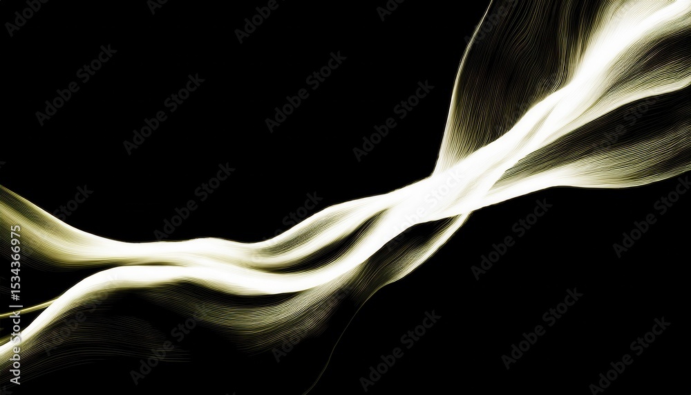 Aufkleber elegant lightwave ribbon on black background with soft luminous lines and dynamic motion curve ideal for modern web design, branding, poster or UI graphic

