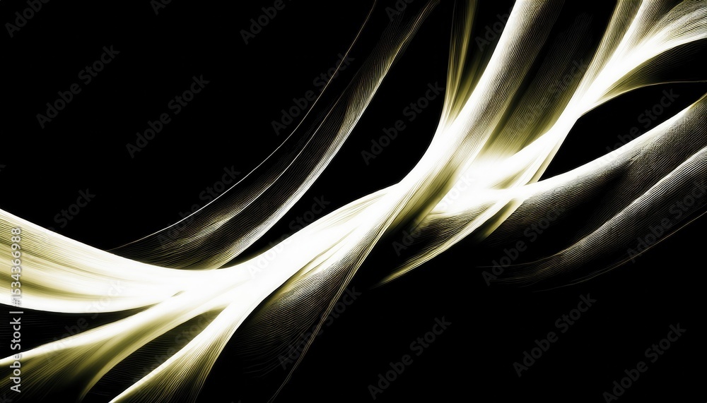 Poster elegant lightwave ribbon on black background with soft luminous lines and dynamic motion curve ideal for modern web design, branding, poster or UI graphic


