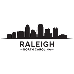 Naklejka premium Raleigh skyline horizontal banner. Raleigh, North Carolina. Vector template for your design. Vector black silhouette. with white background