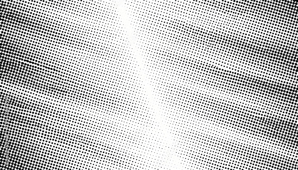 Aufkleber high-contrast black halftone dot pattern with diagonal fade on white background for retro comic text