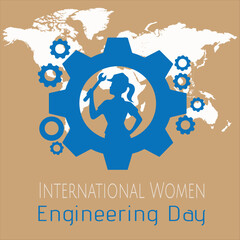 International women engineering day celebration vector illustration for banner, poster, card