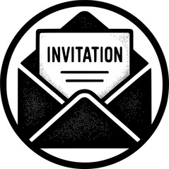 Invitation Letter Icon with Envelope in Vintage Style