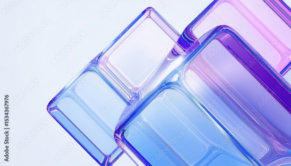 Aufkleber abstract 3d glass x shape with smooth light streaks in gradient blue and purple tones for modern bra