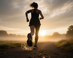 해변 일몰 여성 실루엣 피트니스 운동, Beach Sunset Woman Silhouette Fitness Exercise