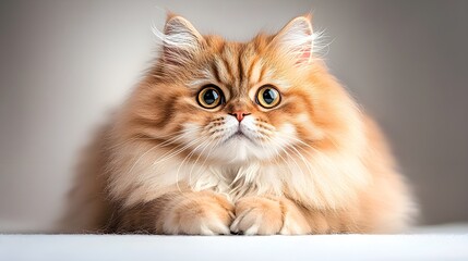 Fluffy Orange Cat on White Table
