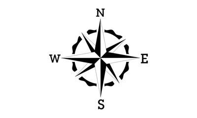 Modern Compass Rose Navigation Star Map Direction Symbol North South East West