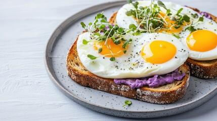 Simple Breakfast Plate with Two Eggs Cooked to Perfection for Enjoyment