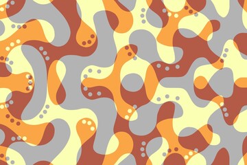 Naklejka premium Abstract summer-feeling camouflage wallpaper and pattern. Abstract background with waves and dots. Gold, yellow, orange wallpaper