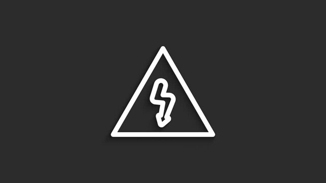 Danger Sign Lineal Icon Animation &ndash; Hazard Warning Symbol at Airport in 4K