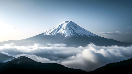 Fototapeta premium Lone Peak in Cloudy Mountains