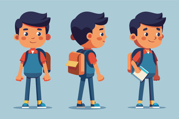School Boy Character Turnaround Model Sheet