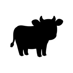 Cute cow silhouette vector flat illustration design.