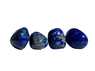 Four polished lapis lazuli tumbled stones