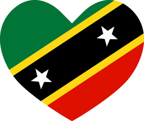 Saint Kitts and Nevis  heart shaped icon flag illustrator national