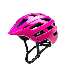 Fototapeta premium Pink modern bike helmet isolated on transparent background.