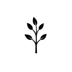 Leafy Branch Silhouette: Minimalist image showcases a stark black silhouette of a leafy branch, symbolizing growth, nature, and purity. The image presents a sense of simplicity.