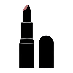 Elegant Lipstick Presentation: A minimalistic yet stylish studio shot of a classic lipstick, with its cap artfully placed beside it. showcasing elegance and beauty.