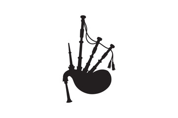 bagpipes silhouette vector art illustration on white background