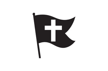 Obraz premium cross banner silhouette vector art illustration on white background