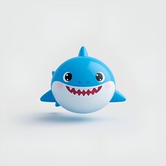 Cute 3D Blue Shark Icon with Friendly Smile for Business and Technology on Transparent Background