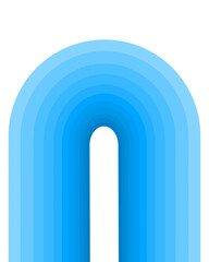 Abstract blue arch, rainbow shape, door, ornament isolated on transparent background for poster, cover, decoration, print, banner, template, wallpaper, wall, etc. Modern, futuristic, trendy style.