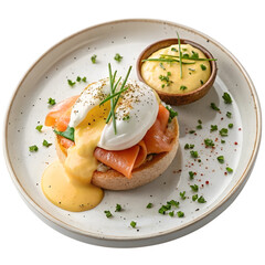 Eggs Benedict on Plate Isolated on Transparent Background