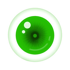 Eye, eyeball, pupil, retina, iris design on transparent background. Green eyeball design. Three-dimensional eye. Png