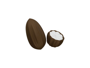 cocoa fruit icon 3d illustration render