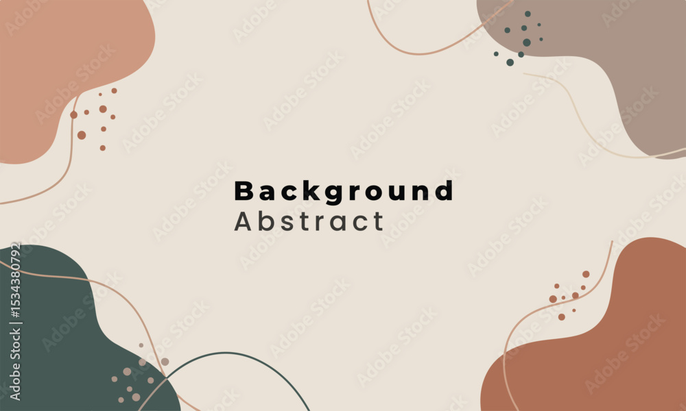 Poster botanical abstract background with colorful pastel blobs and organic curves, with space for text