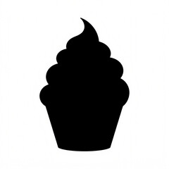 Delightful Cupcake Silhouette: A minimalistic, eye-catching silhouette of a sweet cupcake with swirly frosting, perfect for adding a touch of whimsy and charm to your designs.