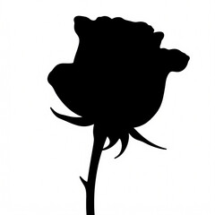 Rose Silhouette: Elegant black silhouette of a single rose, symbolizing romance, beauty, and timeless elegance.