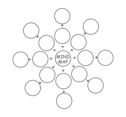 Vector mind map with circles and arrows template isolated on white background