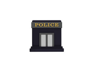 police station icon 3d illustration render