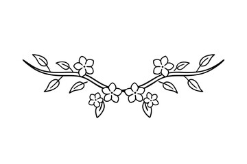 Elegant hand drawn floral border vector with delicate flowers and leafy branches