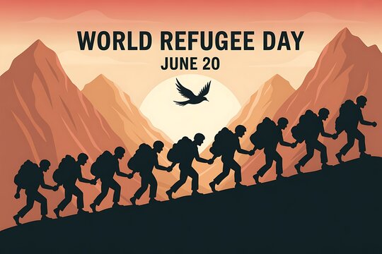 World refugee day june 20 silhouette illustration - Powered by Adobe