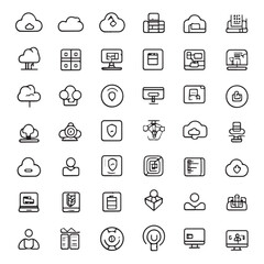 Fototapeta premium Collection of cloud computing and data storage icons