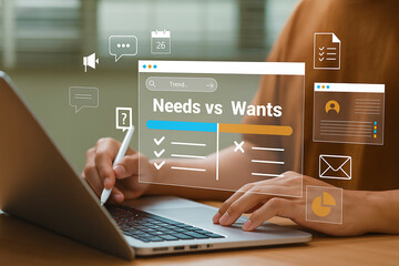 Needs vs Wants, UI helps users differentiate between essential needs and lifestyle wants for better...