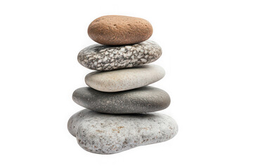 Stacked stones zen rocks balance pebbles cairn meditation harmony serenity spa wellness still life peaceful nature isolated on transparent background